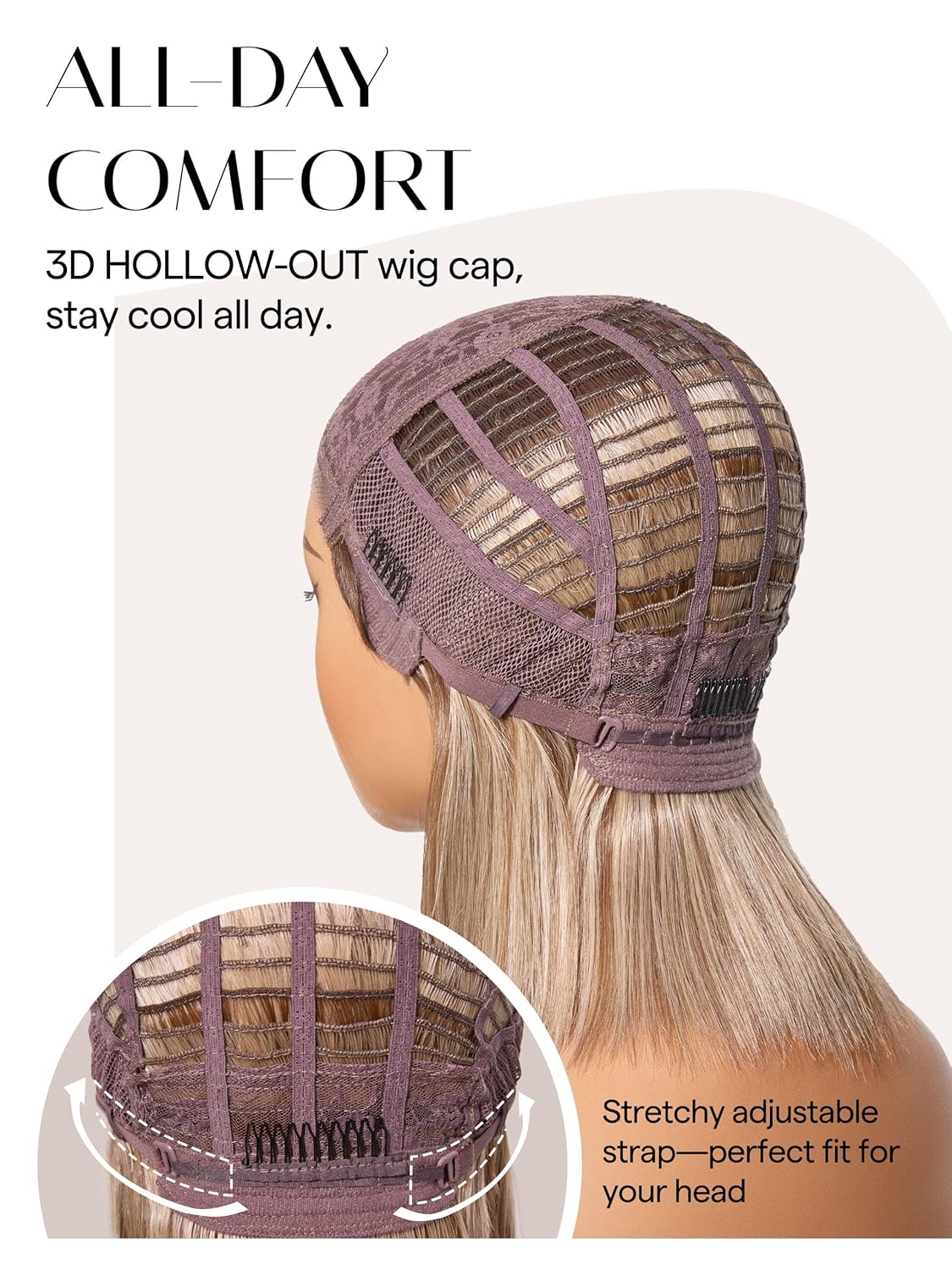 GORGIUS Blonde Bob Wig with Highlights Glueless Straight Short Synthetic Lace Front Wigs For Women Pre Cut Pre Plucked Side Part Hairline 12 Inch