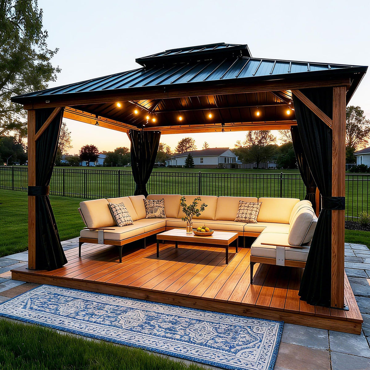 PURPLE LEAF Sunroom 12' x 14' Solarium Double Roof Gazebo, Sliding Doors