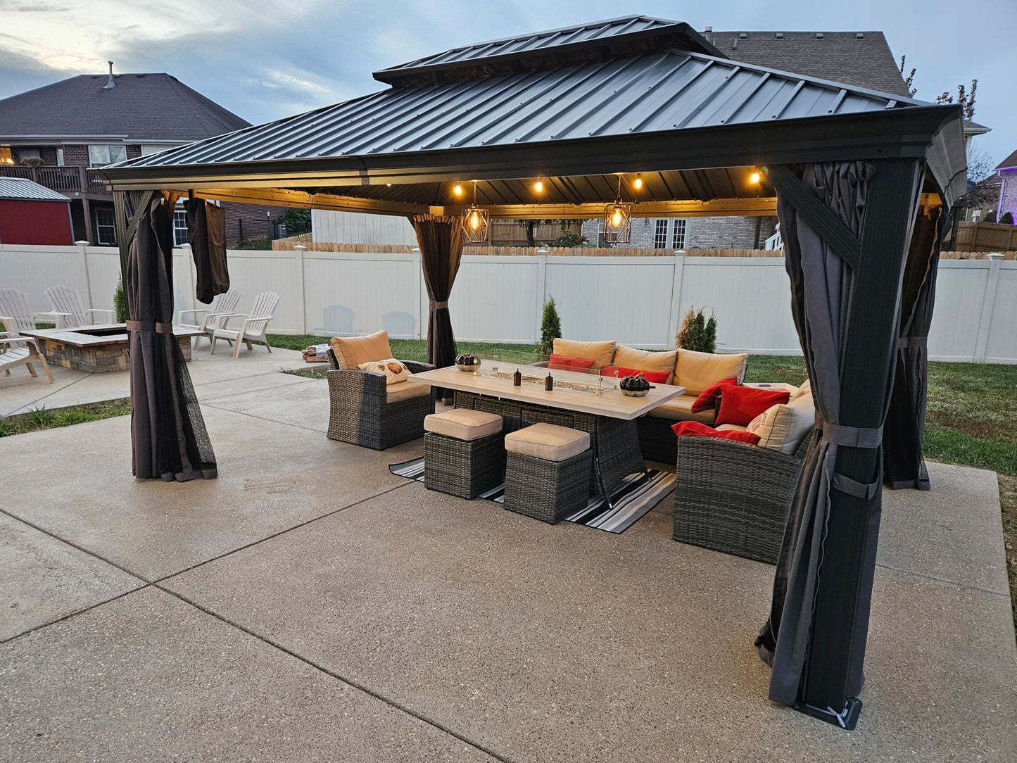 PURPLE LEAF Large Gazebo 12' X 24' with Galvanized Steel, Gray | 4.7" Thick Post, Built in Drainage, Windproof Cool Breeze, Snowproof & Rustproof, 260 GSM Textilene Netting, Fit Any Yard