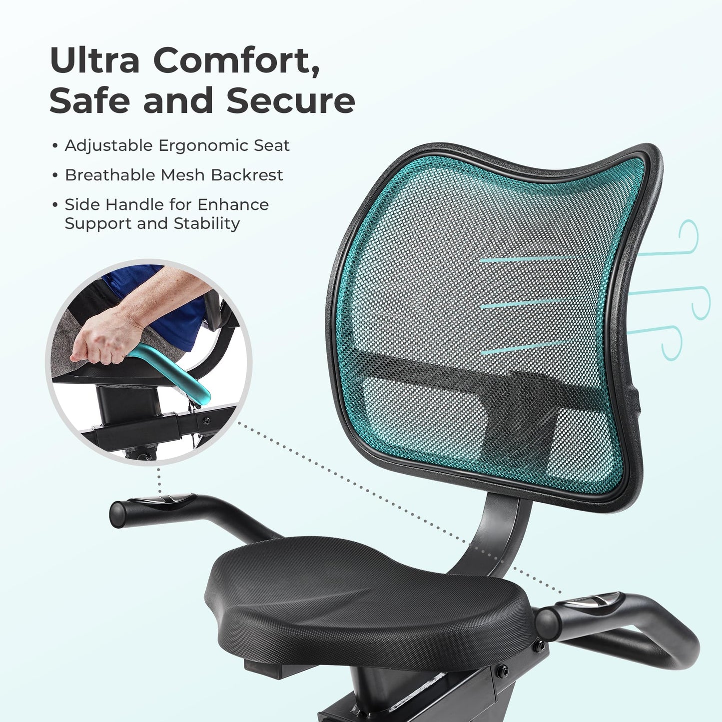 Sunny Health & Fitness Smart Recumbent Bike, Wide Cushioned Seat & Back, Indoor Cycling Machine for Adult/Seniors Home Exercise, Free SunnyFit App Connection