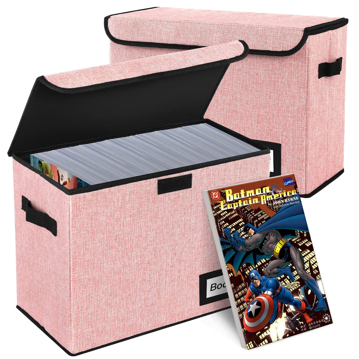 Comic Book Storage Box, 15.8" X 7.8" X 11.8", Heavy Duty Collapsible Holds 160-180 Comic Book Bin Container Holder Shelf (Cartoon Bombs)