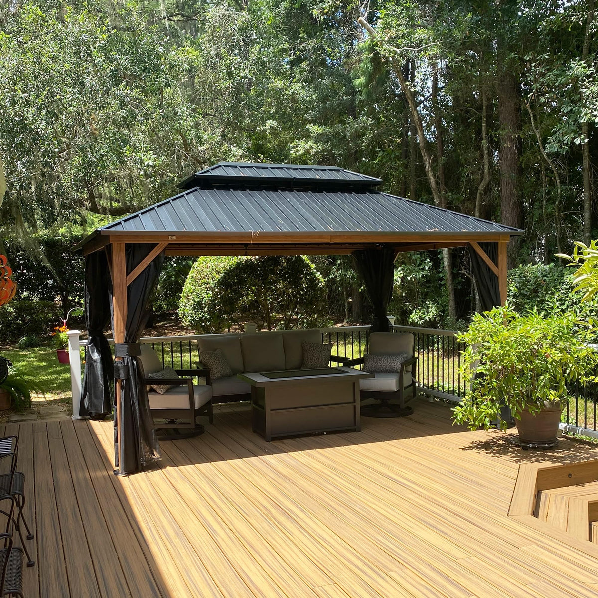 PURPLE LEAF Sunroom 12' x 14' Solarium Double Roof Gazebo, Sliding Doors