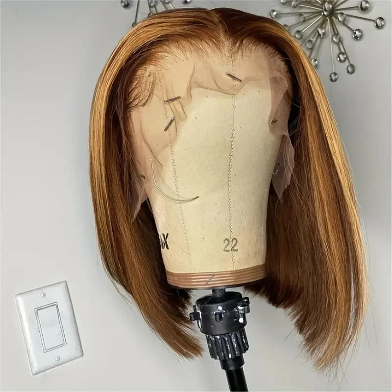 Highlight Straight Bob Wig 100% Human Hair 13x4 Lace Front Wig Glueless