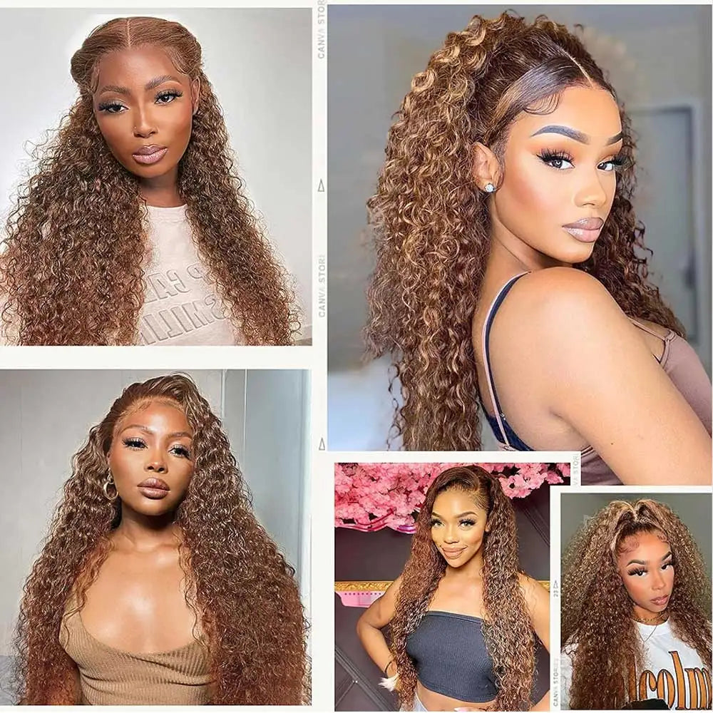 Chocolate Brown 30 Inch Deep Wave Lace Front Wig Glue less Wig Human Hair