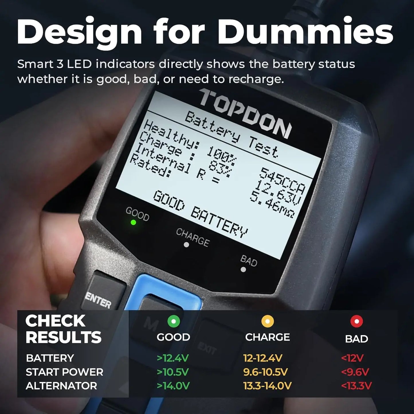 Battery Tester Charging Cranking Test Tools for Car 24V/12V