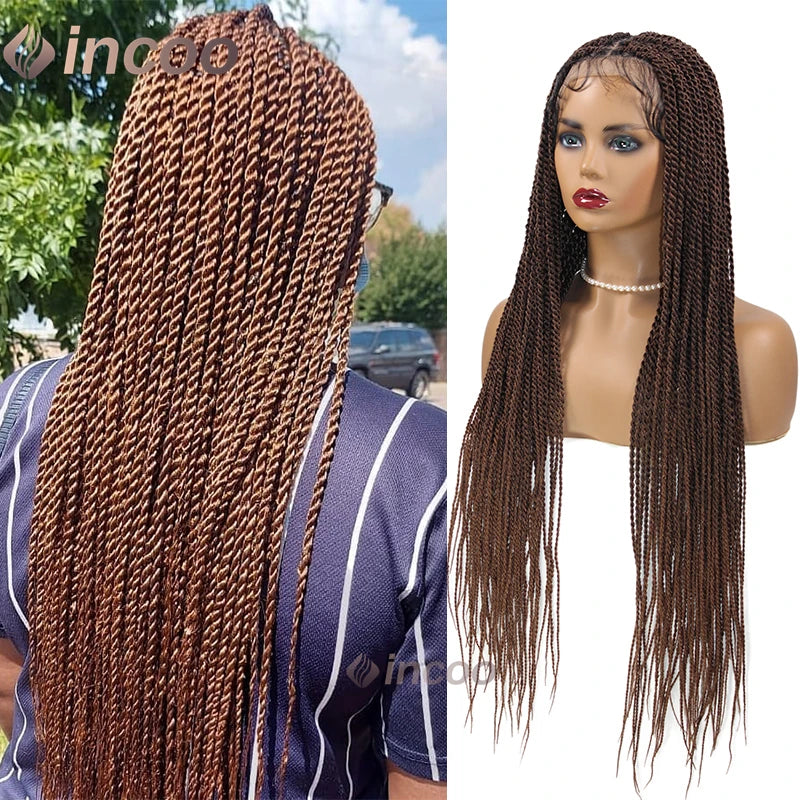 40" Full Lace Frontal Wigs Synthetic Braided Wigs