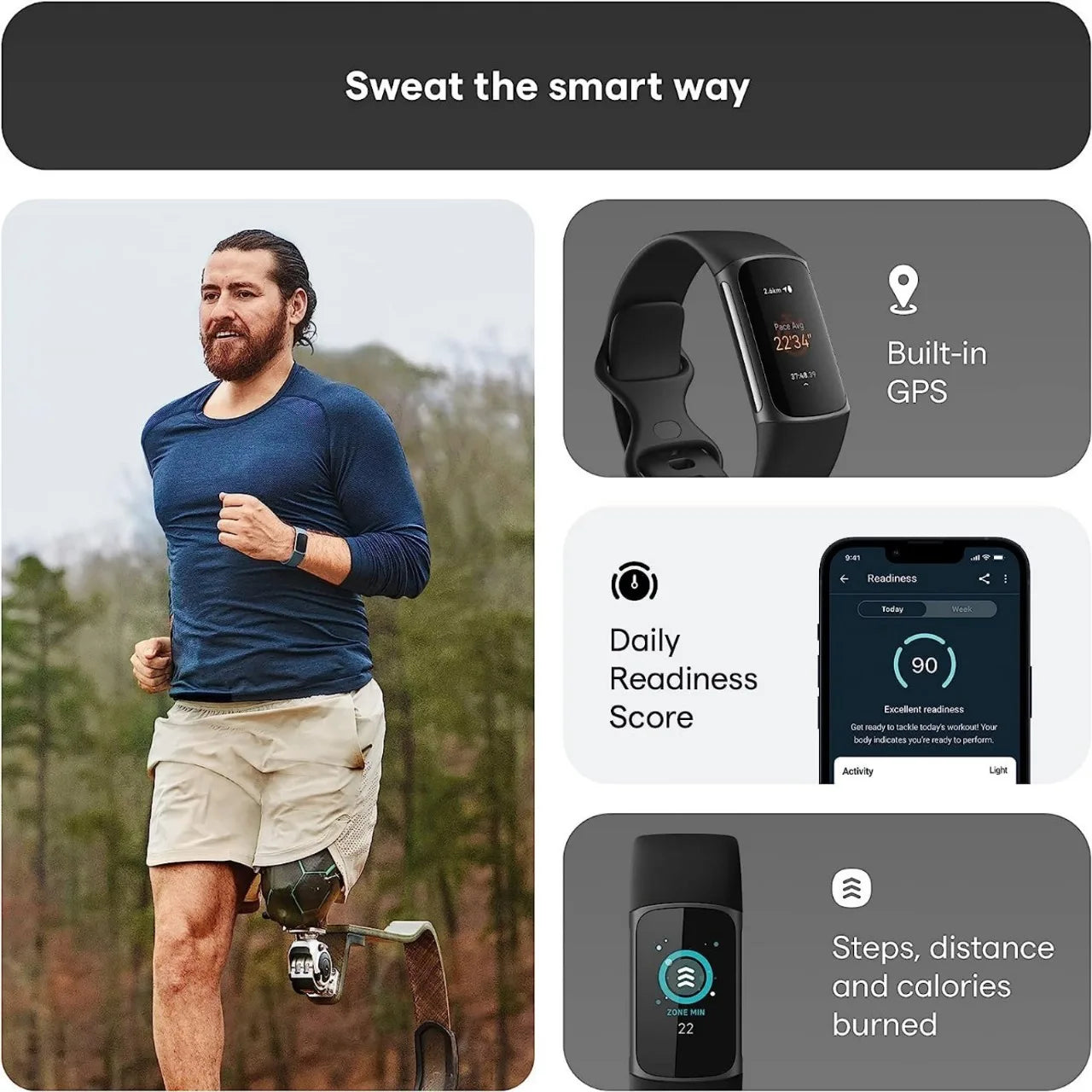 Charge 5 Advanced Fitness Tracker Smartwatch with GPS, Heart Rate Monitor,