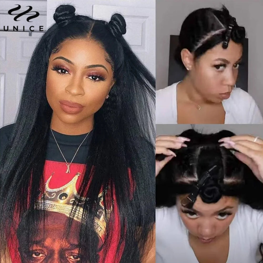 Straight V Part Wig 100% Human Hair Clip-In U Part Wig Beginner Friendly Glueless