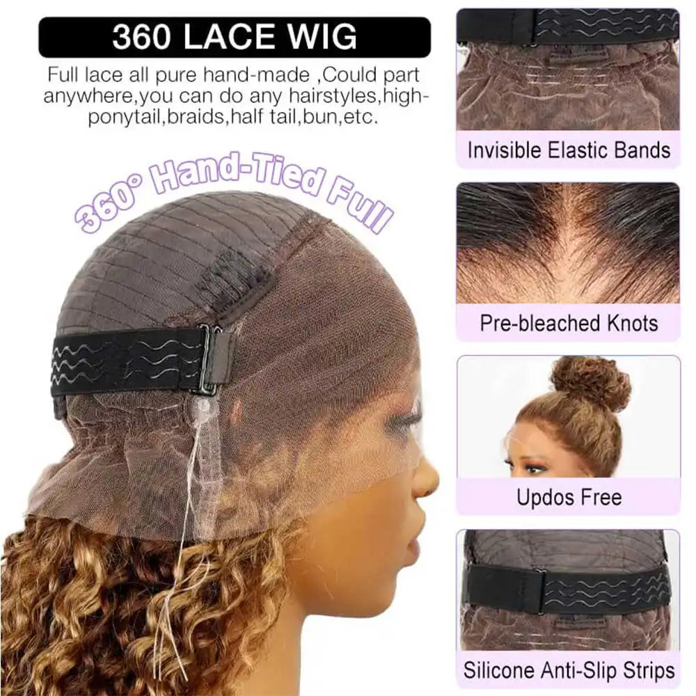 Chocolate Brown 30 Inch Deep Wave Lace Front Wig Glue less Wig Human Hair