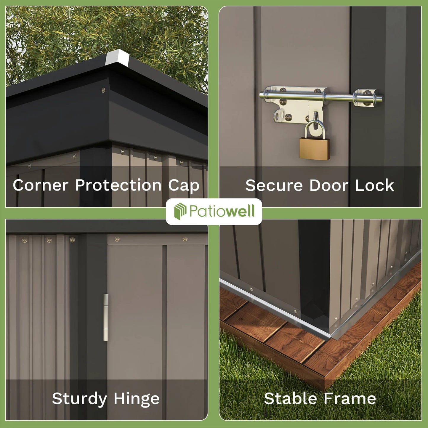 5x3 FT Outdoor Storage Shed, Tool Shed with Sloping Roof and  Doors Lockable