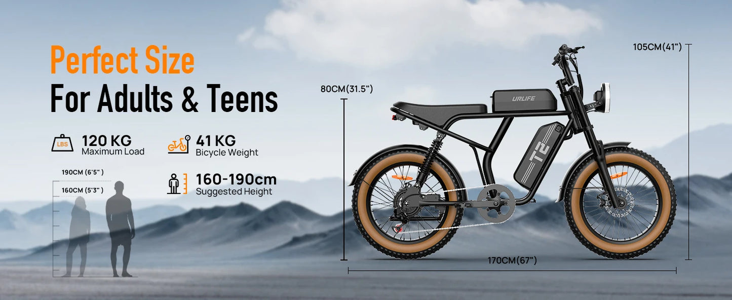 1500W Peak Electric Mountain Bike 48V 15.6Ah 28MPH 100 Mile