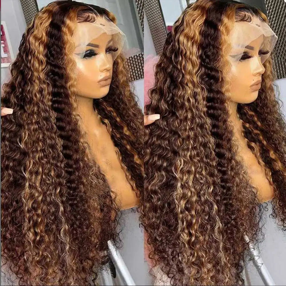 Chocolate Brown 30 Inch Deep Wave Lace Front Wig Glue less Wig Human Hair