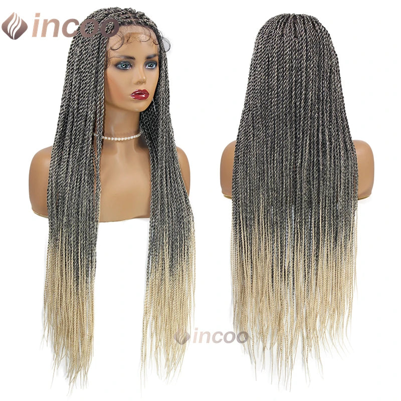 40" Full Lace Frontal Wigs Synthetic Braided Wigs