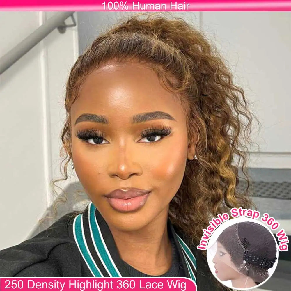 Chocolate Brown 30 Inch Deep Wave Lace Front Wig Glue less Wig Human Hair