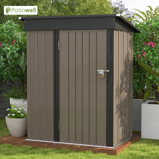 5x3 FT Outdoor Storage Shed, Tool Shed with Sloping Roof and  Doors Lockable