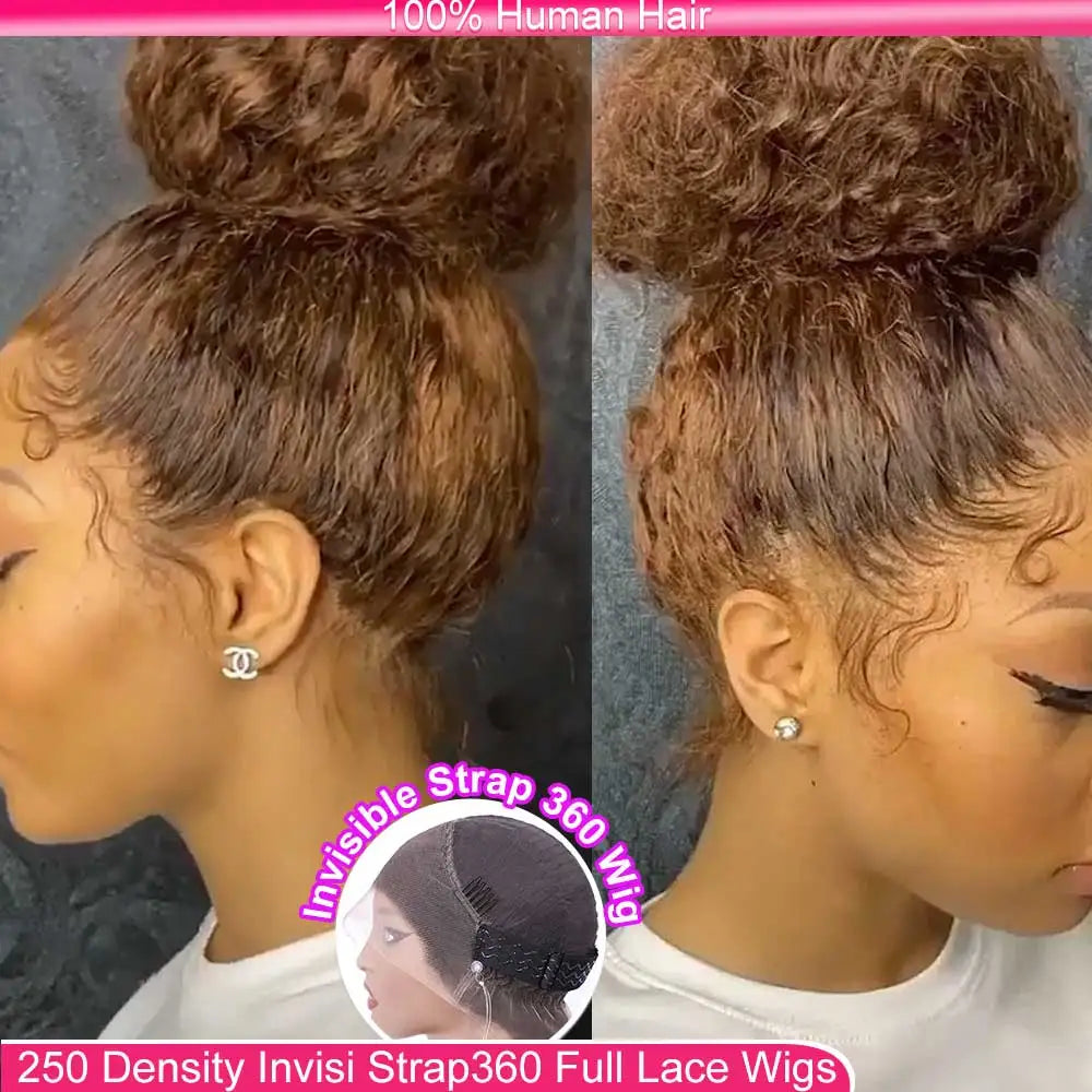 Chocolate Brown 30 Inch Deep Wave Lace Front Wig Glue less Wig Human Hair