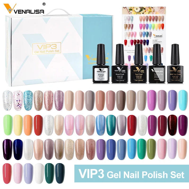 VIP5 Kit Nail Gel Polish HEMA FREE Full Coverage 36/60 Color Gel