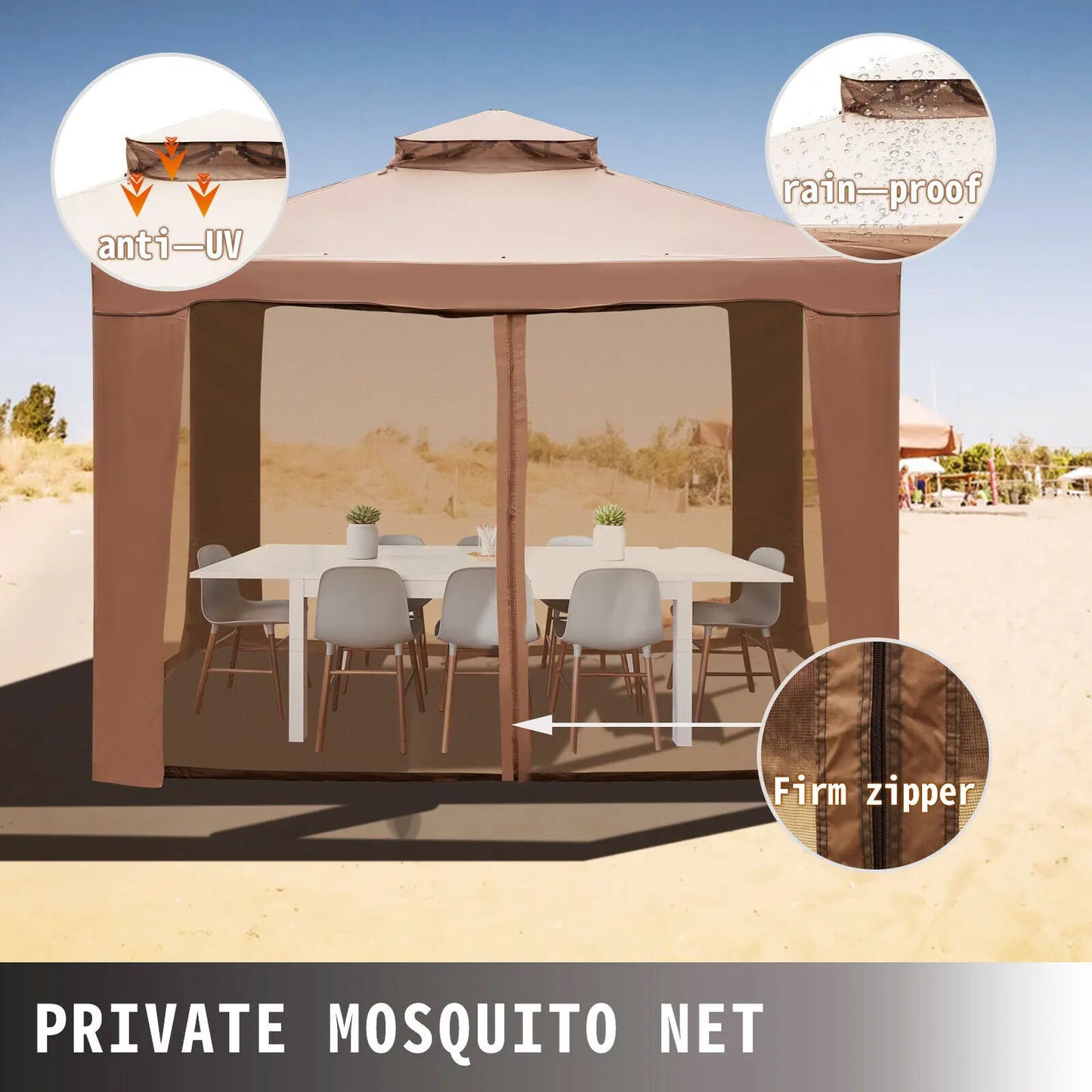 Outdoor Gazebo Canopy Tent W/ Netting Sandbag Patio Garden Shade Awning