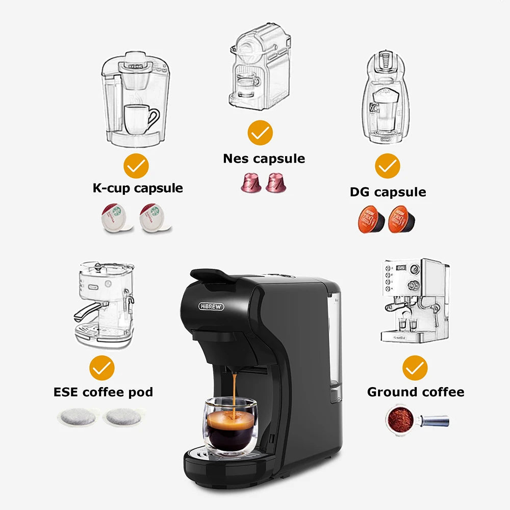 Coffee Machine 19 Bar 4in1 Hot & Cold Multiple Capsule Espresso