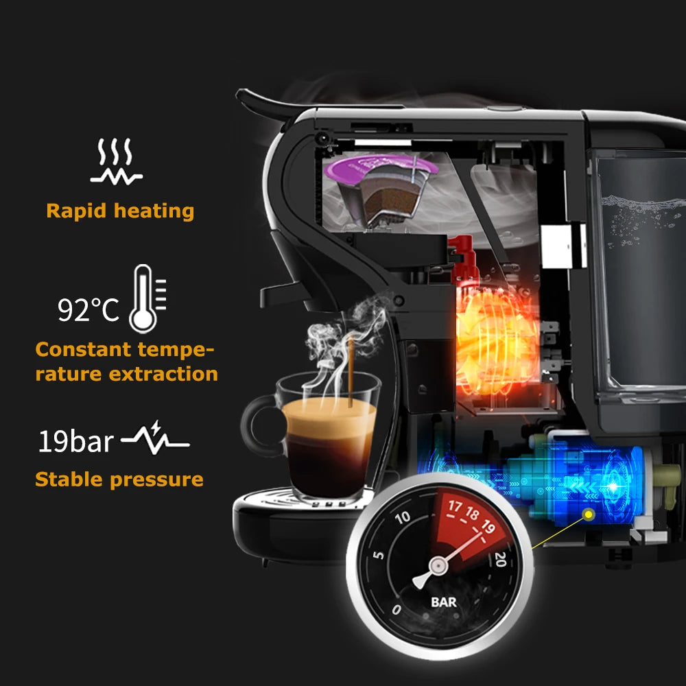 Coffee Machine 19 Bar 4in1 Hot & Cold Multiple Capsule Espresso