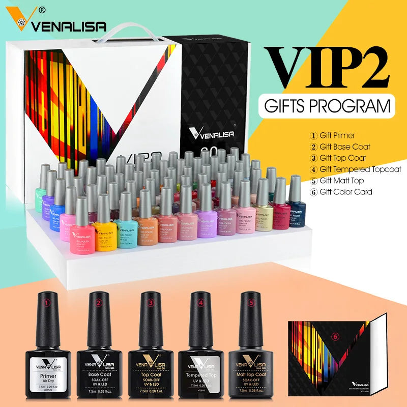 VIP5 Kit Nail Gel Polish HEMA FREE Full Coverage 36/60 Color Gel