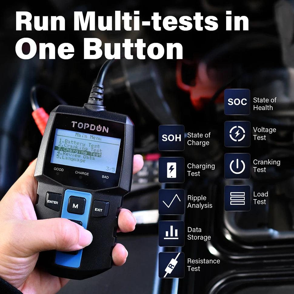 Battery Tester Charging Cranking Test Tools for Car 24V/12V