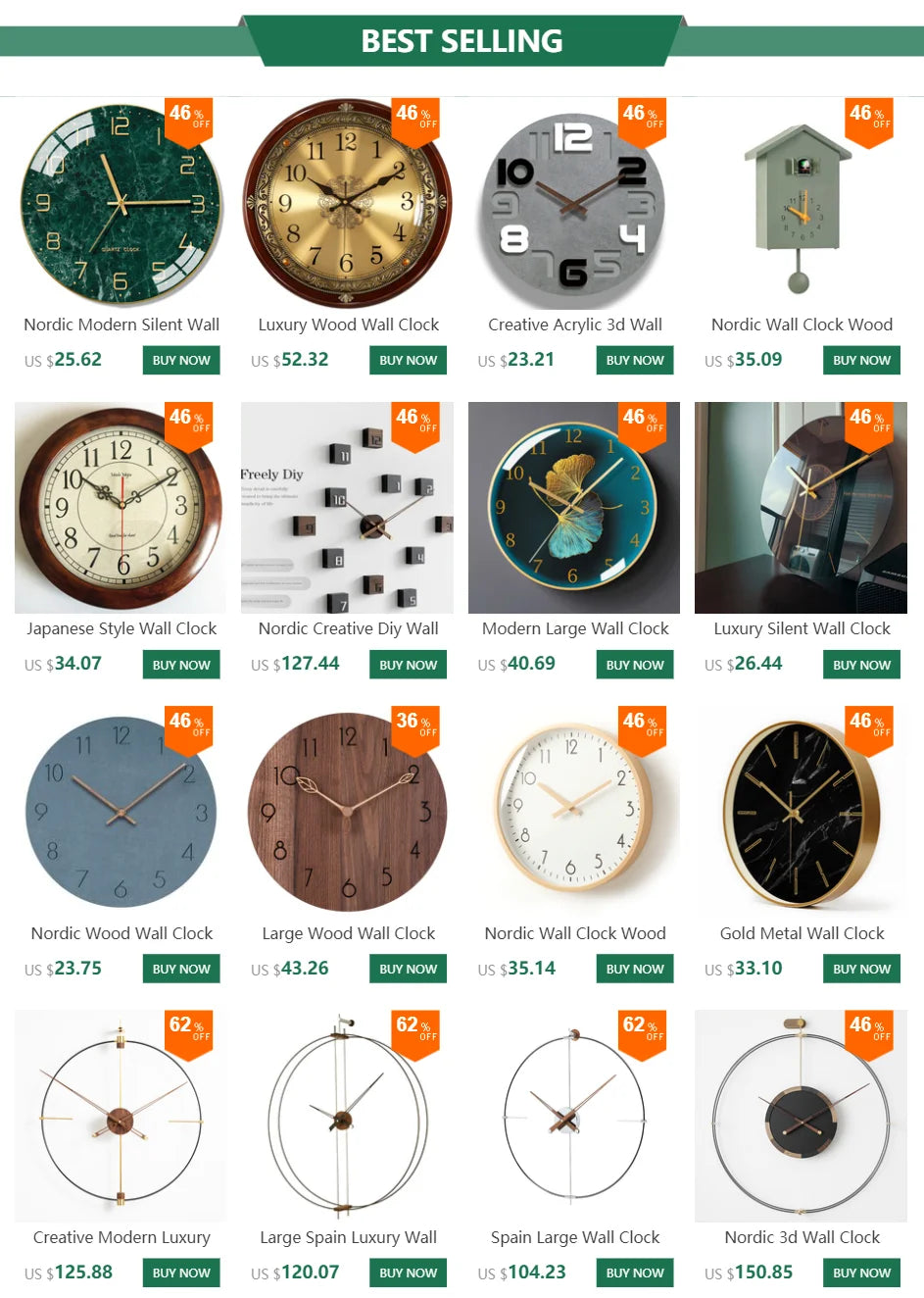 Modern Large Wall Clock Vintage Solid Wood Ro Retro Silent Living