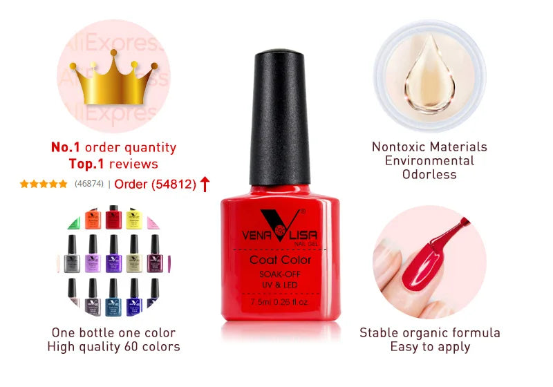 VIP5 Kit Nail Gel Polish HEMA FREE Full Coverage 36/60 Color Gel