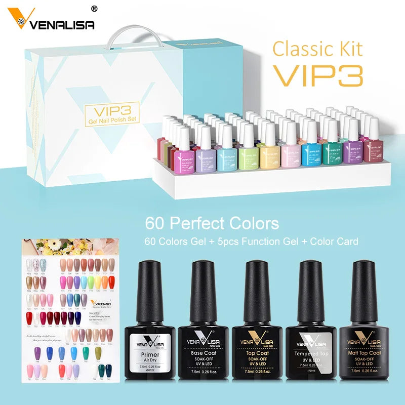 VIP5 Kit Nail Gel Polish HEMA FREE Full Coverage 36/60 Color Gel