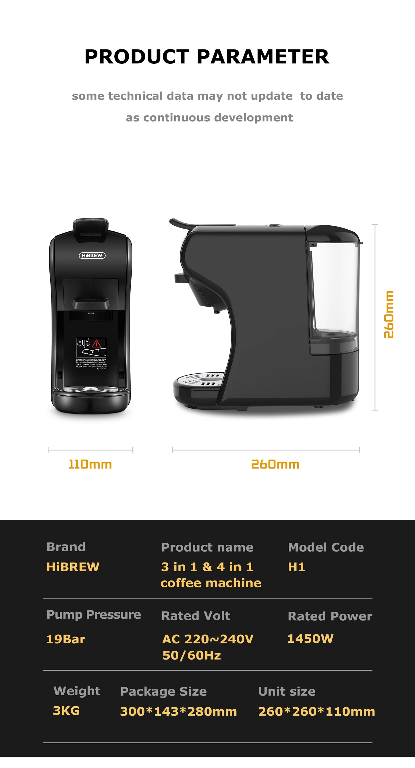 Coffee Machine 19 Bar 4in1 Hot & Cold Multiple Capsule Espresso