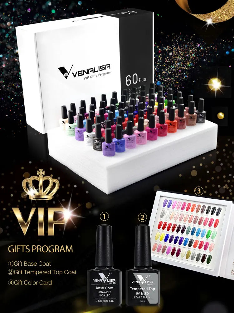 VIP5 Kit Nail Gel Polish HEMA FREE Full Coverage 36/60 Color Gel