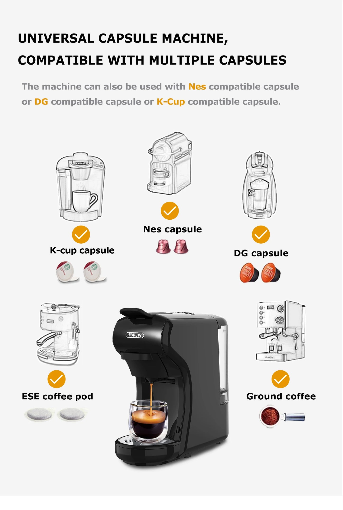 Coffee Machine 19 Bar 4in1 Hot & Cold Multiple Capsule Espresso
