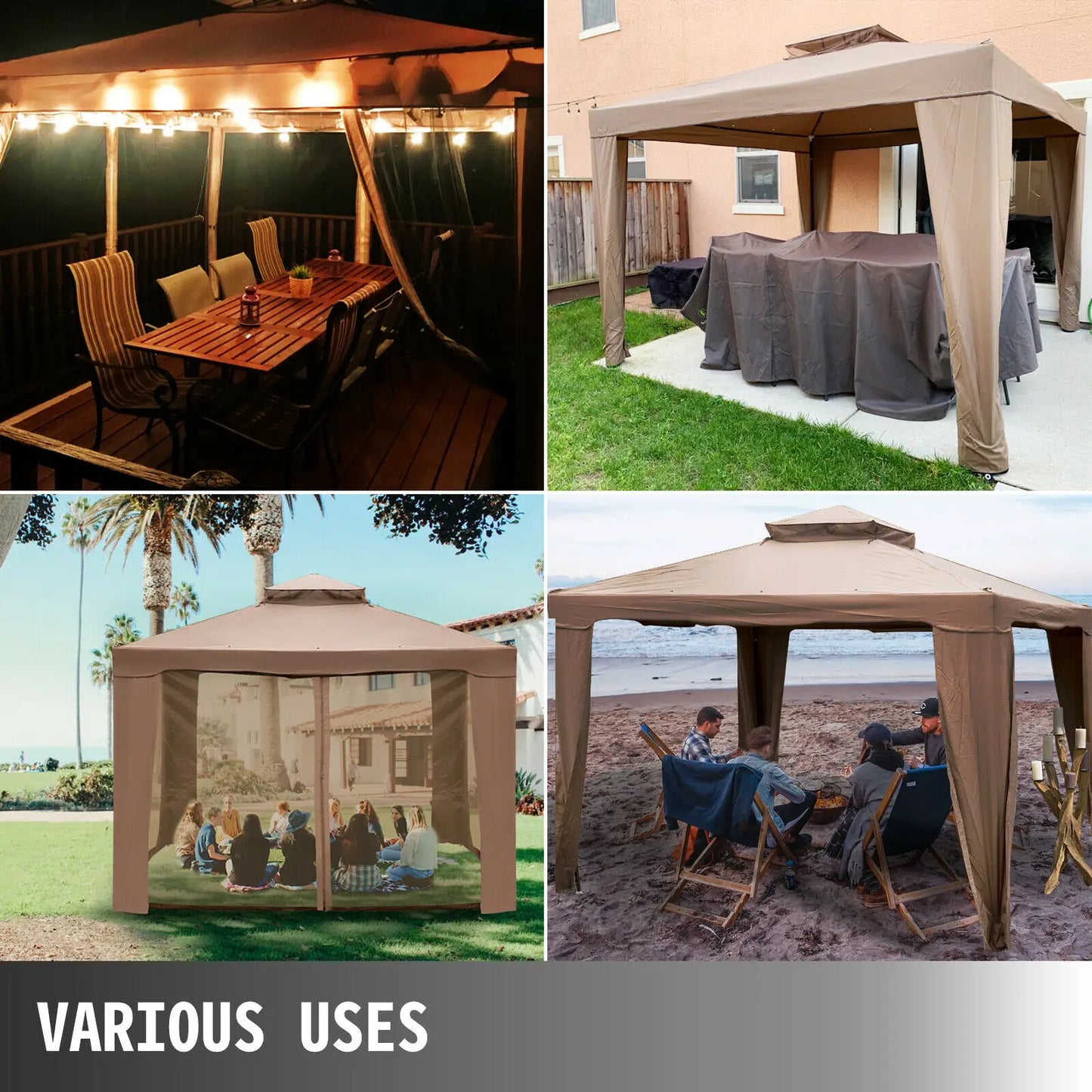 Outdoor Gazebo Canopy Tent W/ Netting Sandbag Patio Garden Shade Awning