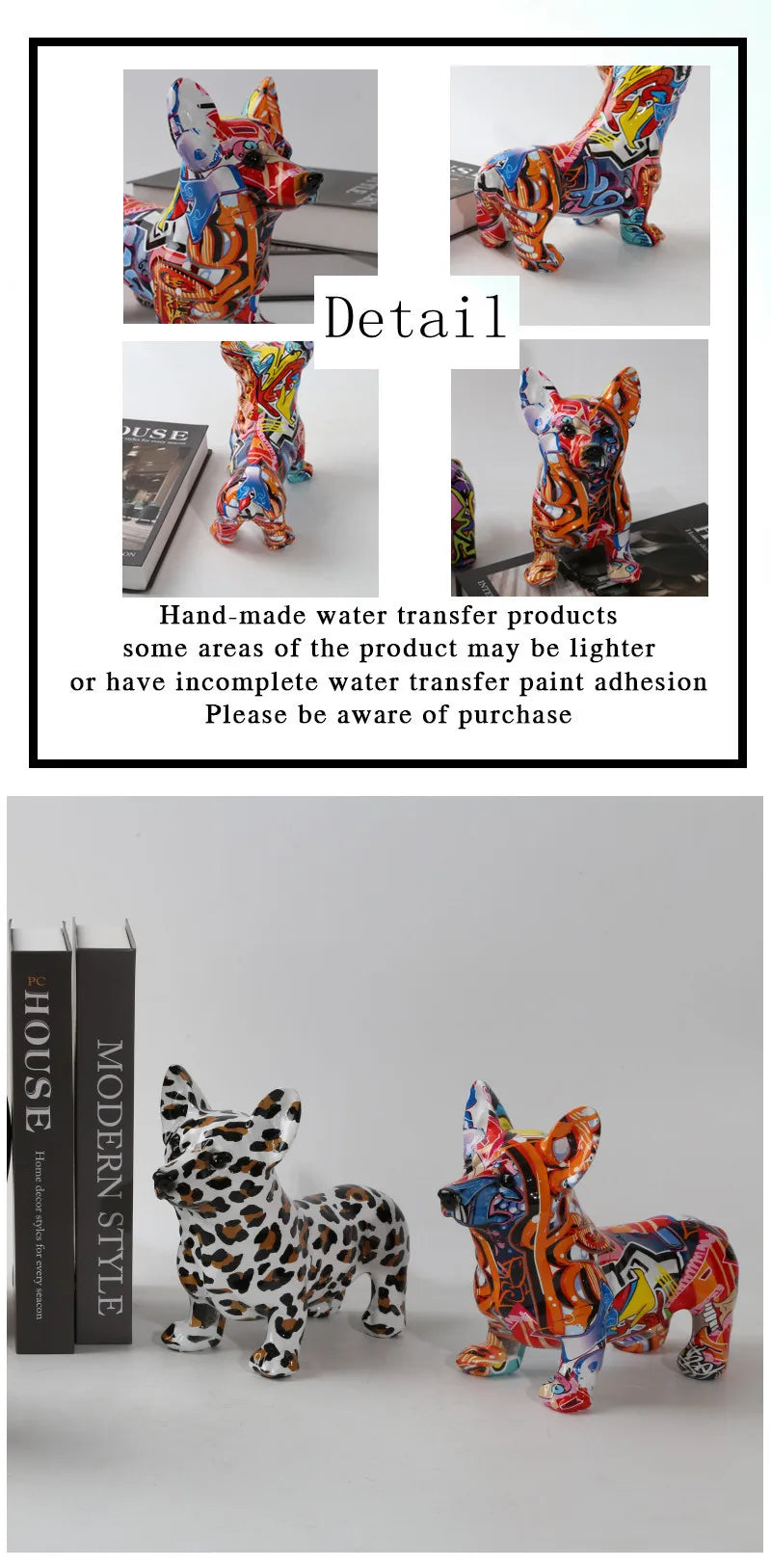 Nordic  Art Graffiti Corgi Dog Painting Creative Resin Crafts