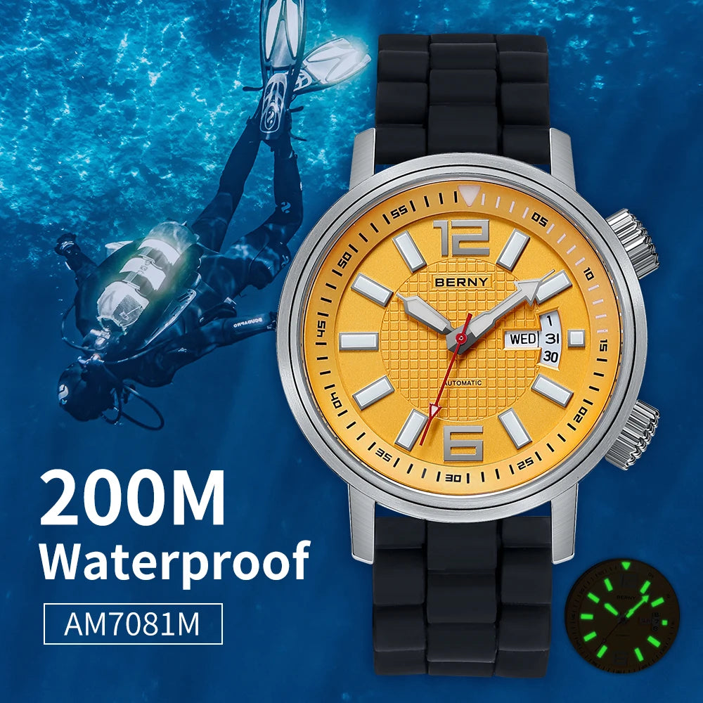 Diver Automatic Mechanical Watch for Men Super Luminous Waterproof Swimming Dive
