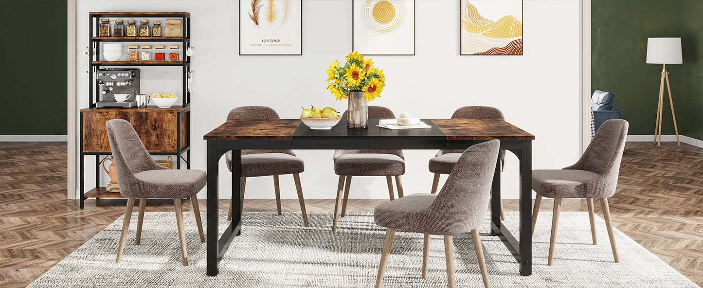 Dining Table, Industrial Kitchen Table for 6-8 Person,