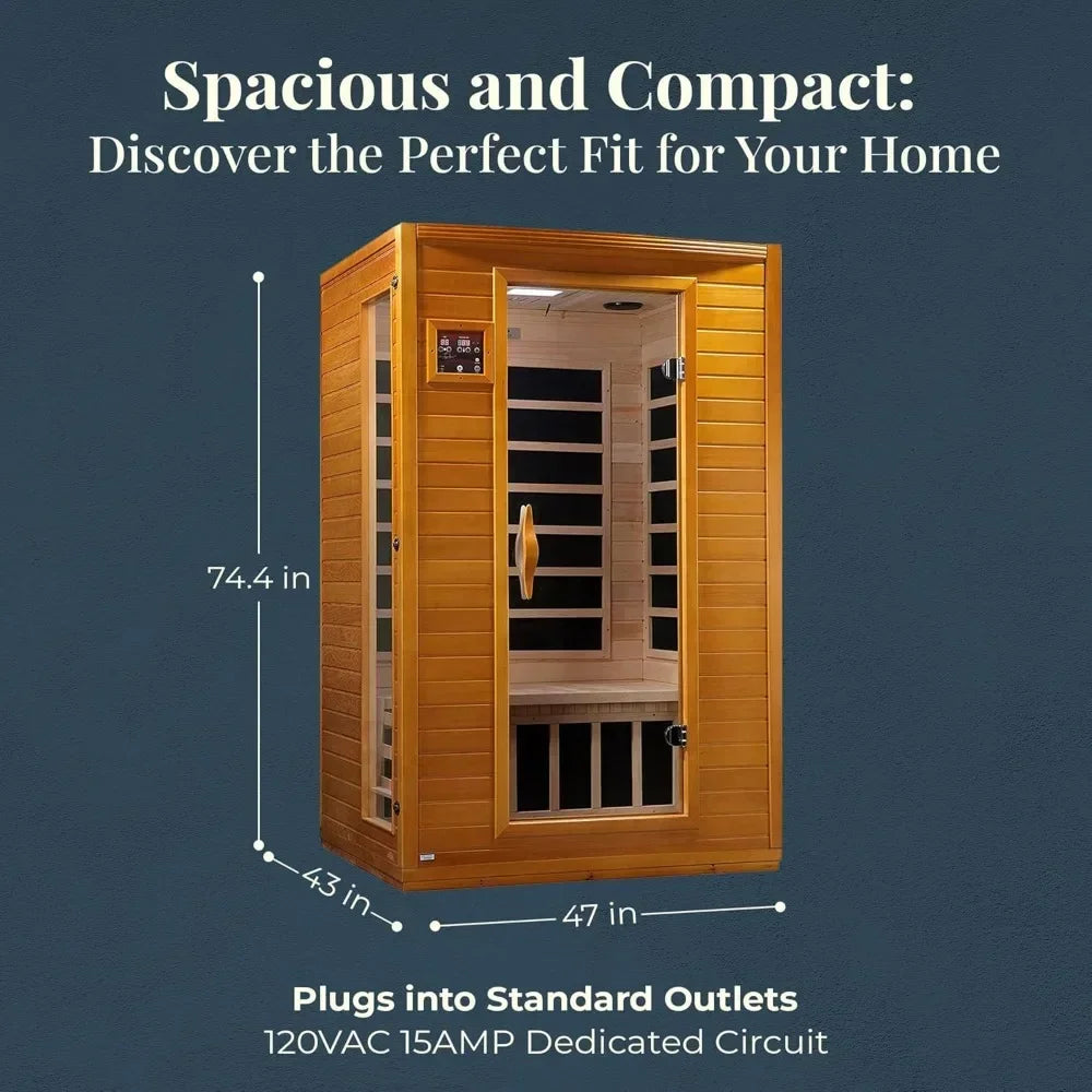 Saunas Adora 2-Person Low  EMF FAR Infrared Sauna, Canadian Hemlock Wood