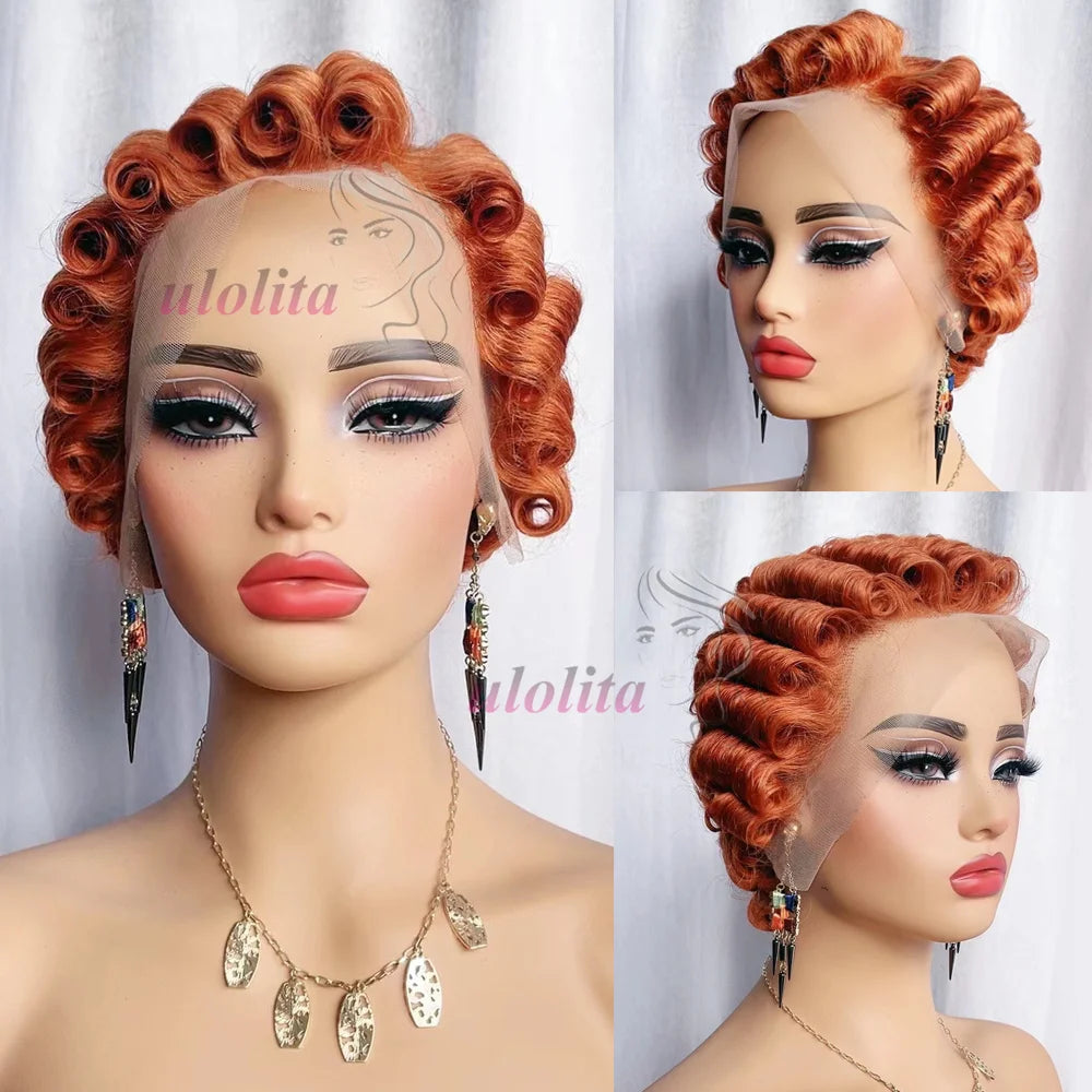 613 Blonde Pixie Cut Short Bob Loose Wave 100% Human Hair Wig Chocolate Brown