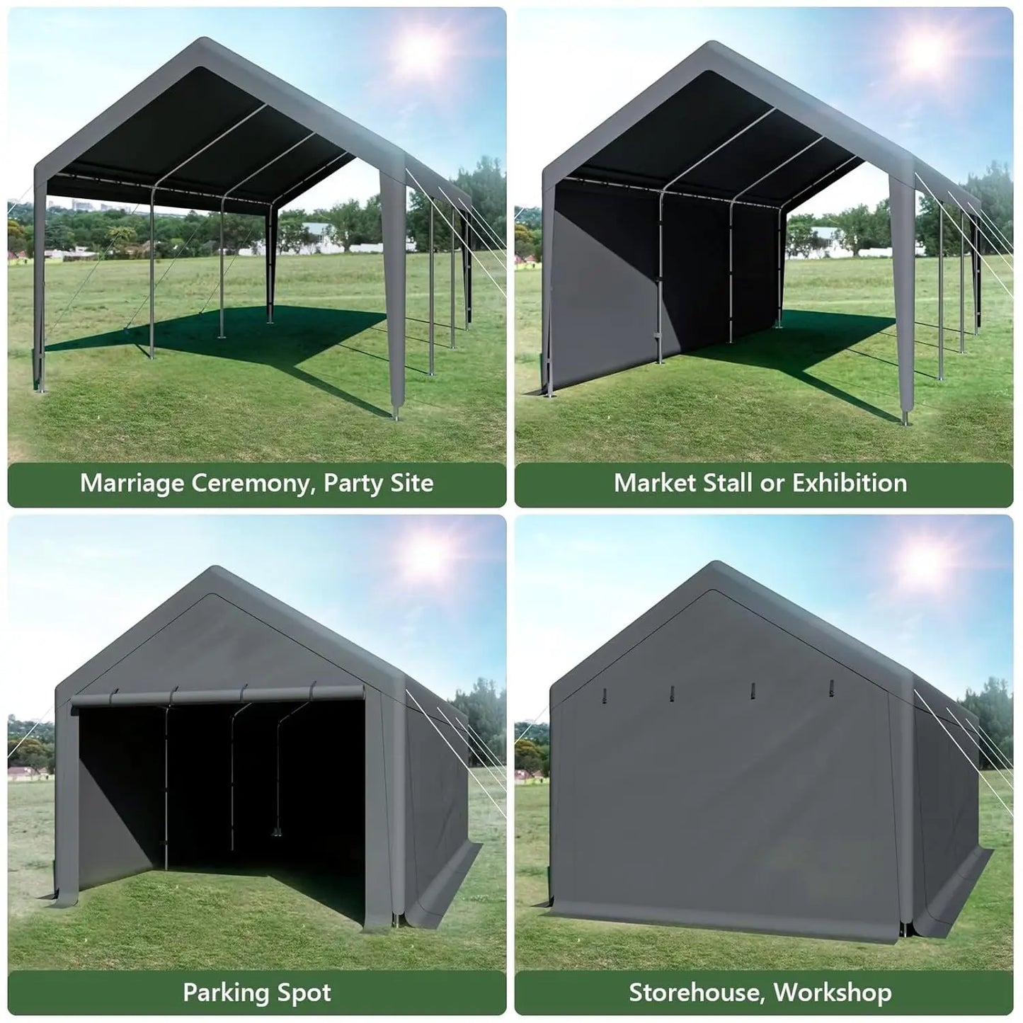 Carport 10x20 Ft Heavy Duty Canopy Steel Canopy Storage S