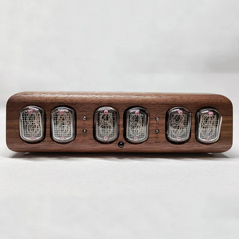 Wood Nixie Tube Clock Retro Alarm Table Clock Digital Watch Soviet Union In12 Tube Electronic Desktop Clocks Black Walnut Gift