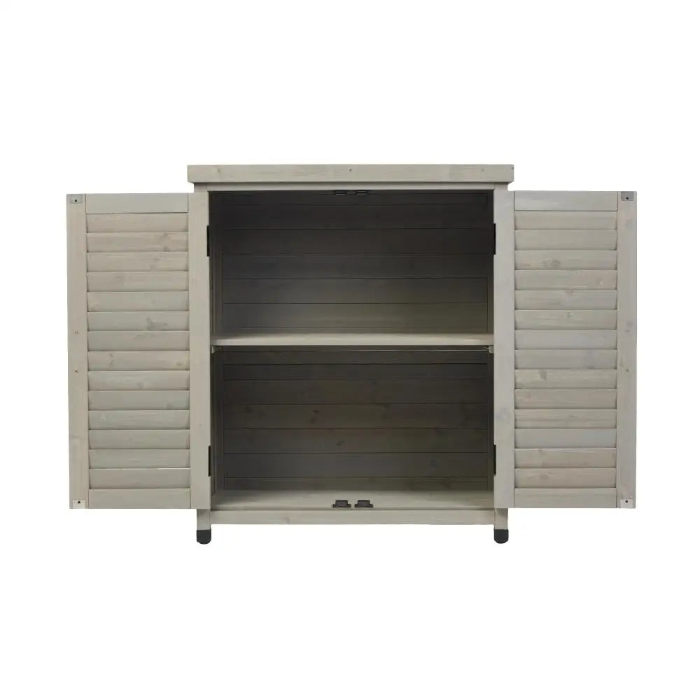 Potting Bench with Storage Cabinet and Metal Table Top for Outdoor Patio,'