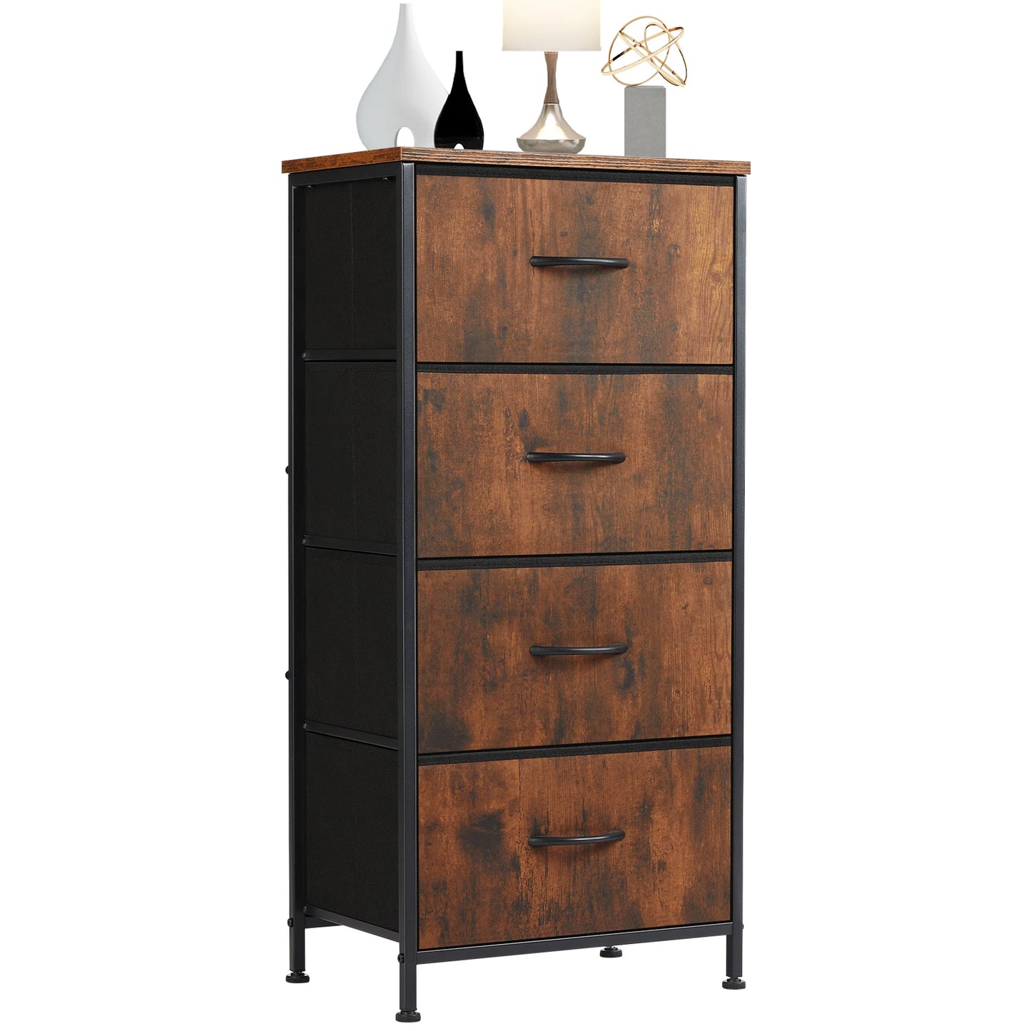 Dresser For Bedroom With 4 Fabric Drawers Nightstand Wardrobe