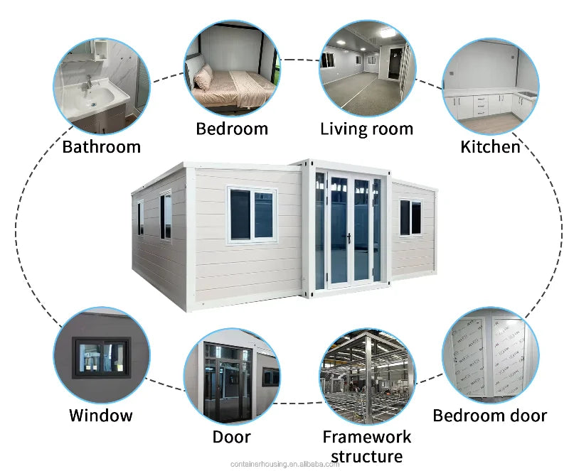 Prefab Houses Module Customized Outdoor Factory Container Home Foldable Tiny 2 3 4 Bedroom Living Container House 20Ft 40Ft