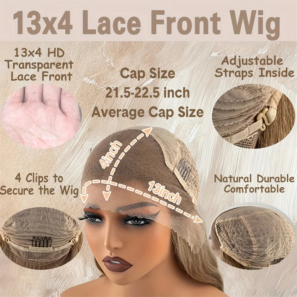 Ash Warm Blonde 13x4 Lace Front Bob Wig Glueless Short Bob Brazilian Human Hair