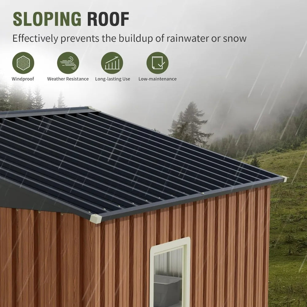 8x6 Ft Outdoor Storage Shed with, Lockable Window Steel Tool Shed