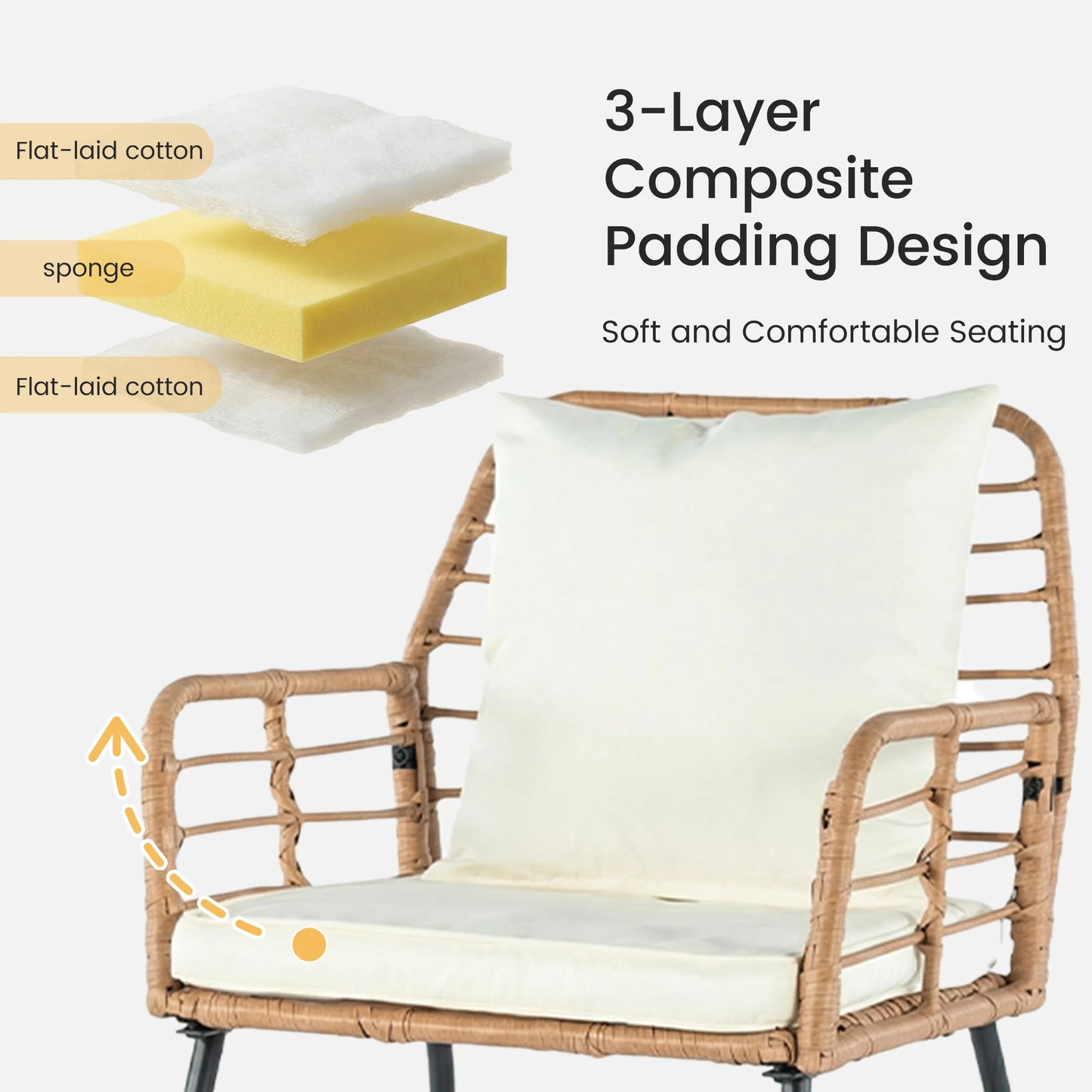 Outdoor Wicker Patio Furniture Set 4 Pieces with Soft Cushion