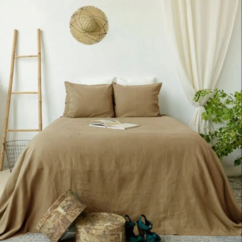 1Piece Washed French Bed linens Pure linen 100% Bedsheets Stone