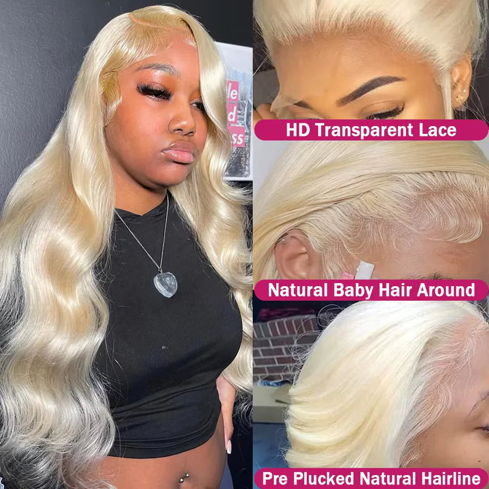 613 Human Hair Wig 13X6 Body Wave Blonde Hd Lace Frontal Wig Pre plucked