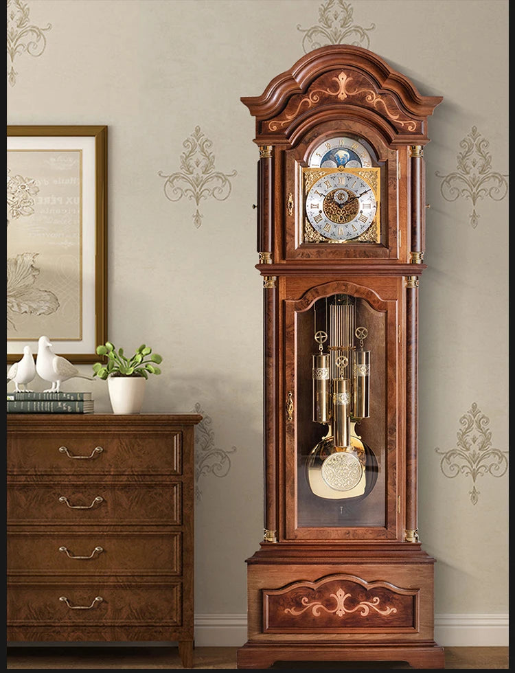 Vertical mechanical floor clock Living room European-style villa seat clock Chinese retro classical pendulum clock