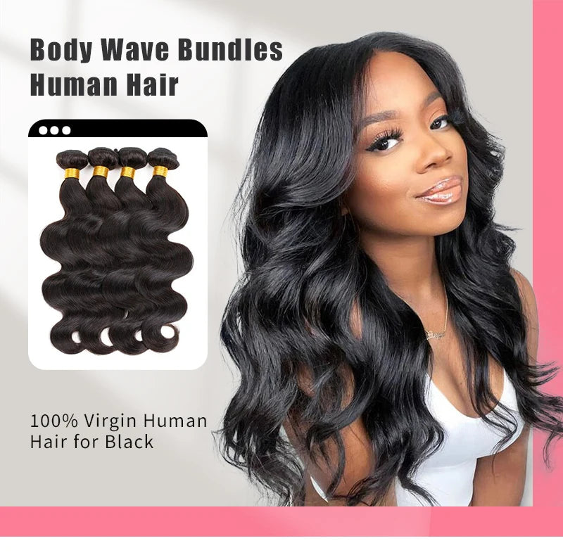 Hair Weave Bundles 100% Natural Black Human Hair Extensions